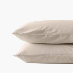 Carré Blanc Taie d'oreiller rectangulaire satin de coton bio lavé Quartz dune|Femme Coffrets Cadeaux|Taies D’oreiller