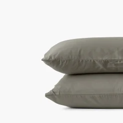 Carré Blanc Taie d'oreiller rectangulaire satin de coton lavé biologique Quartz jade| Taies D’oreiller