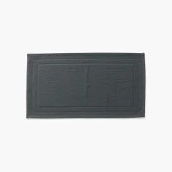 Carré Blanc Tapis de bain bouclette de coton biologique Source fusain| Tapis De Bain