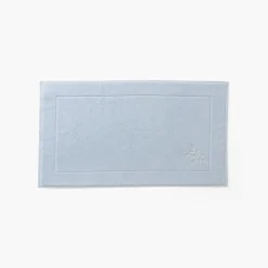 Carré Blanc Tapis de bain coton Equinoxe bleu givre| Tapis De Bain