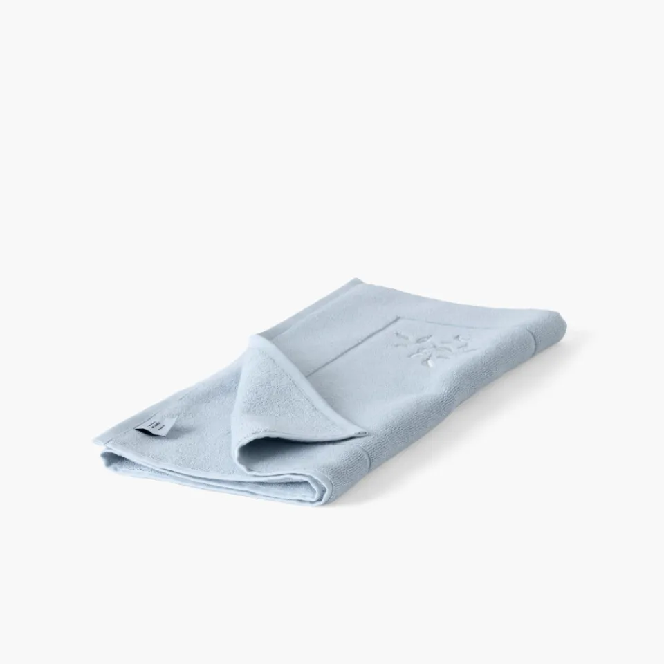 Carré Blanc Tapis de bain coton Equinoxe bleu givre| Tapis De Bain