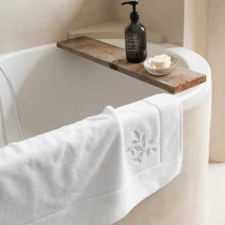 Carré Blanc Tapis de bain coton Equinoxe neige| Tapis De Bain