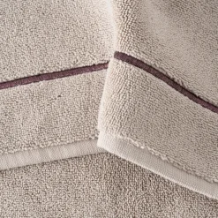 Carré Blanc Tapis de bain coton et viscose de bambou Aura taupe| Tapis De Bain