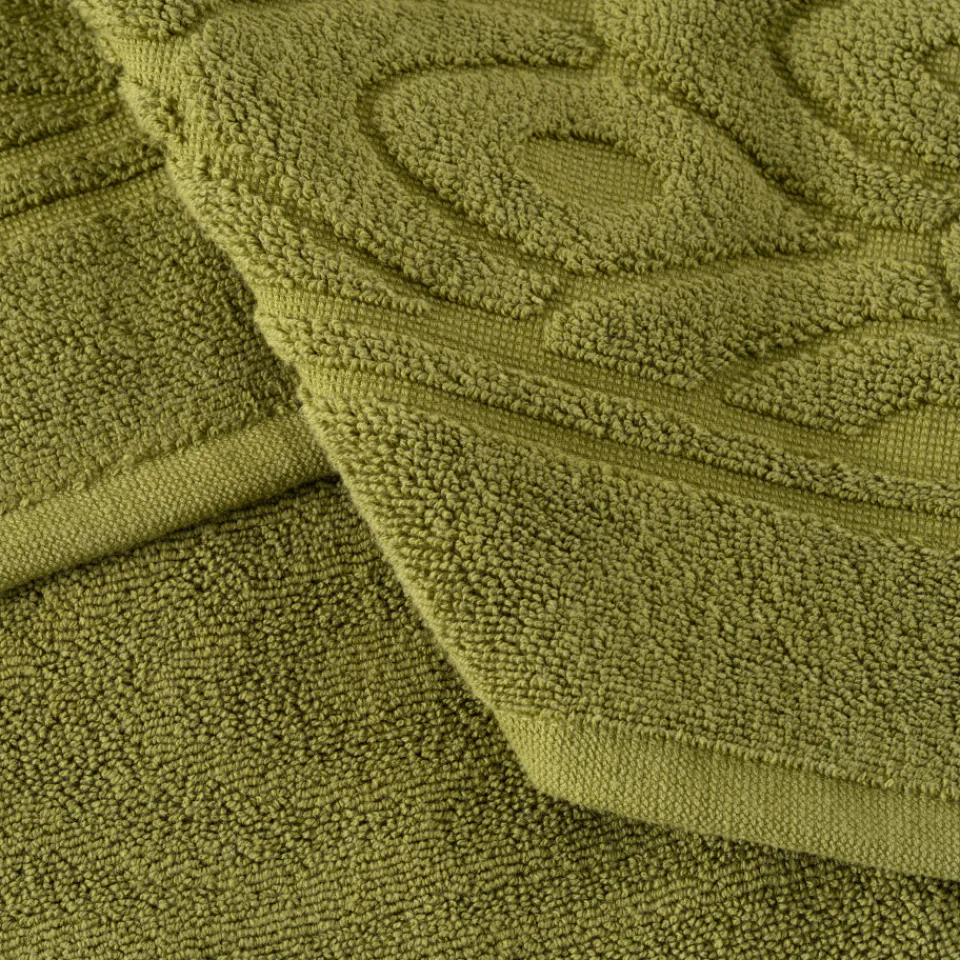 Carré Blanc Tapis de bain coton et viscose de bambou Silvalys vert mousse| Tapis De Bain