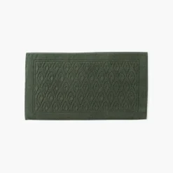 Carré Blanc Tapis de bain coton et viscose de bambou Silvalys vert forêt| Tapis De Bain