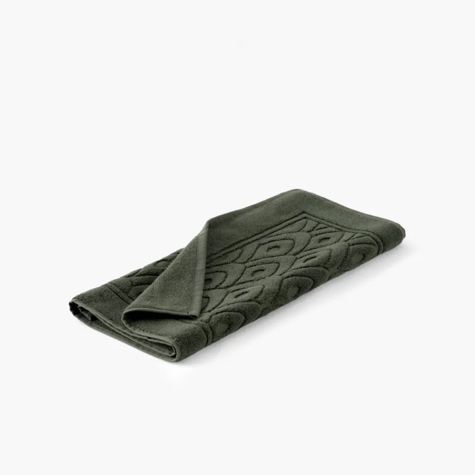 Carré Blanc Tapis de bain coton et viscose de bambou Silvalys vert forêt| Tapis De Bain