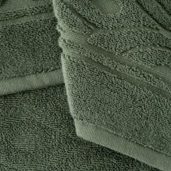 Carré Blanc Tapis de bain coton et viscose de bambou Silvalys vert forêt| Tapis De Bain