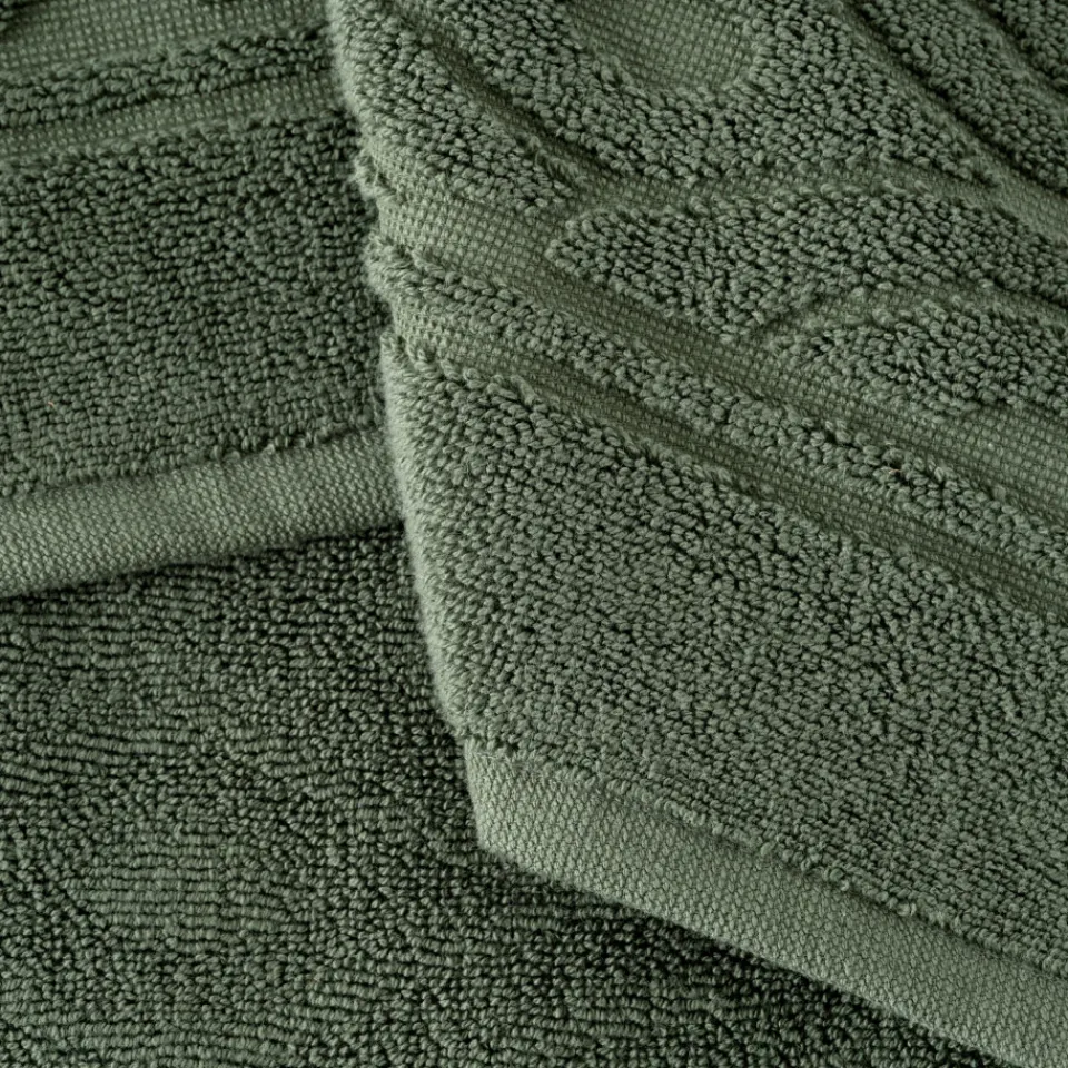 Carré Blanc Tapis de bain coton et viscose de bambou Silvalys vert forêt| Tapis De Bain