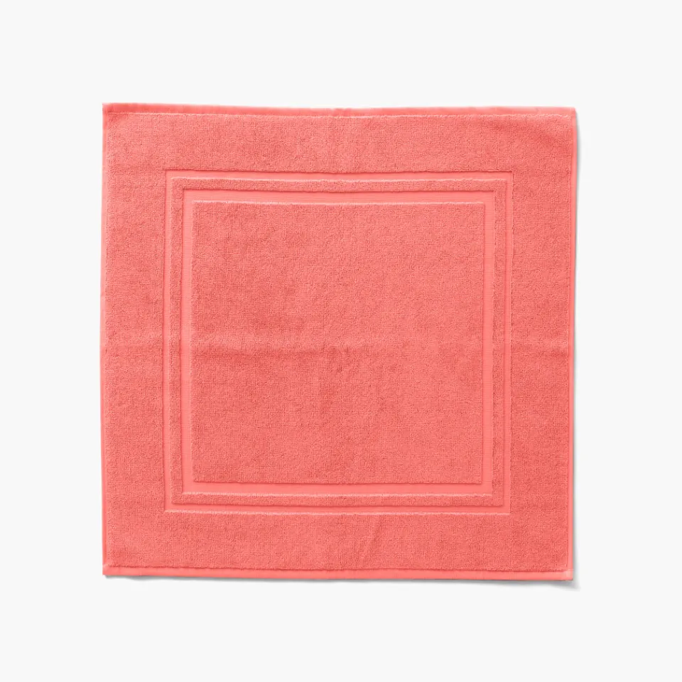 Carré Blanc Tapis de bain coton Lola II corail| Tapis De Bain