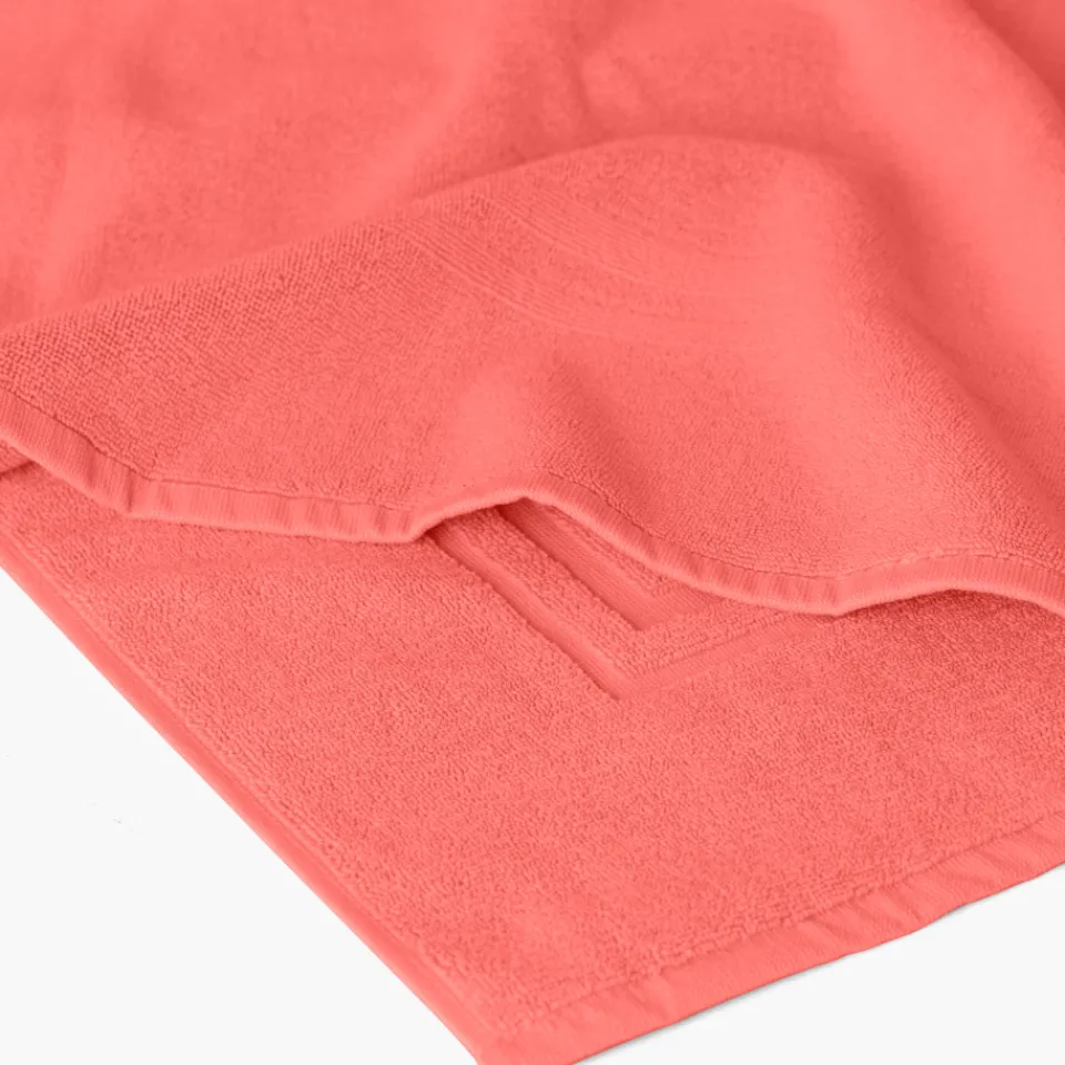 Carré Blanc Tapis de bain coton Lola II corail| Tapis De Bain
