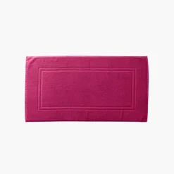 Carré Blanc Tapis de bain coton Lola II framboise| Tapis De Bain