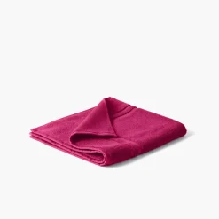 Carré Blanc Tapis de bain coton Lola II framboise| Tapis De Bain
