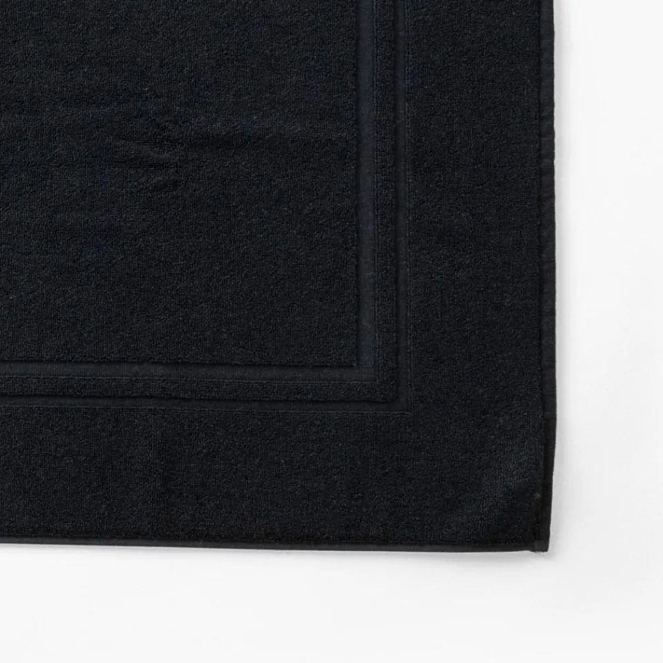 Carré Blanc Tapis de bain coton Lola II noir| Tapis De Bain