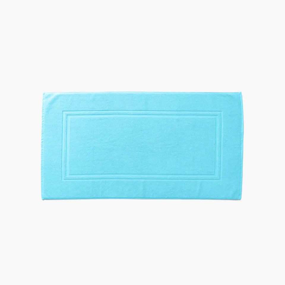 Carré Blanc Tapis de bain coton Lola II turquoise| Tapis De Bain