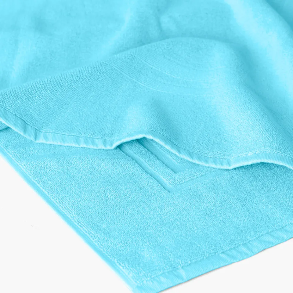 Carré Blanc Tapis de bain coton Lola II turquoise| Tapis De Bain