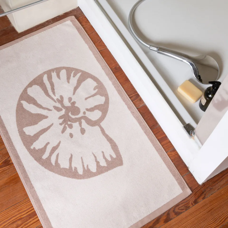 Carré Blanc Tapis de bain coton Récif sable| Tapis De Bain