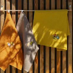 Carré Blanc Torchon coton nid d'abeille Tcafé tabac| Torchons & Essuie-mains