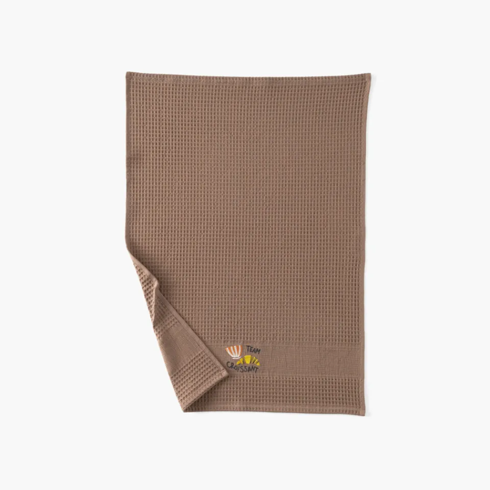 Carré Blanc Torchon coton nid d'abeille Tcafé tabac| Torchons & Essuie-mains