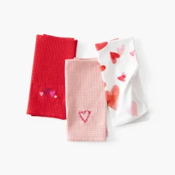 Carré Blanc Torchon coton nid d'abeille Aime rouge|Femme Torchons & Essuie-mains|Coffrets Cadeaux