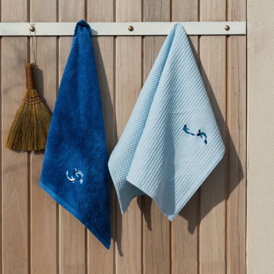 Carré Blanc Torchon coton nid d'abeille Symphony ciel| Torchons & Essuie-mains