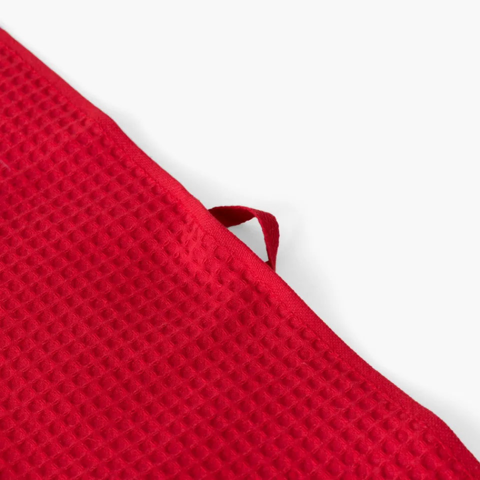 Carré Blanc Torchon coton nid d'abeille Tradition rouge| Torchons & Essuie-mains