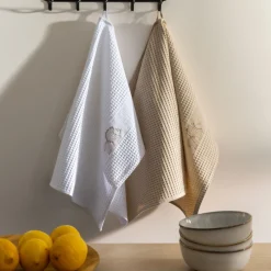 Carré Blanc Torchon coton nid d'abeille Mykonos blanc| Torchons & Essuie-mains