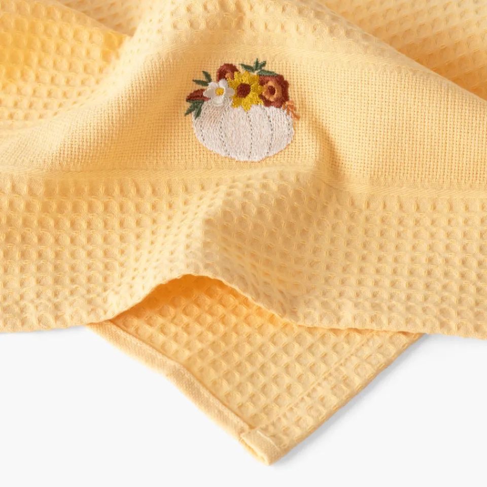 Carré Blanc Torchon coton nid d'abeille Patisson jaune| Torchons & Essuie-mains